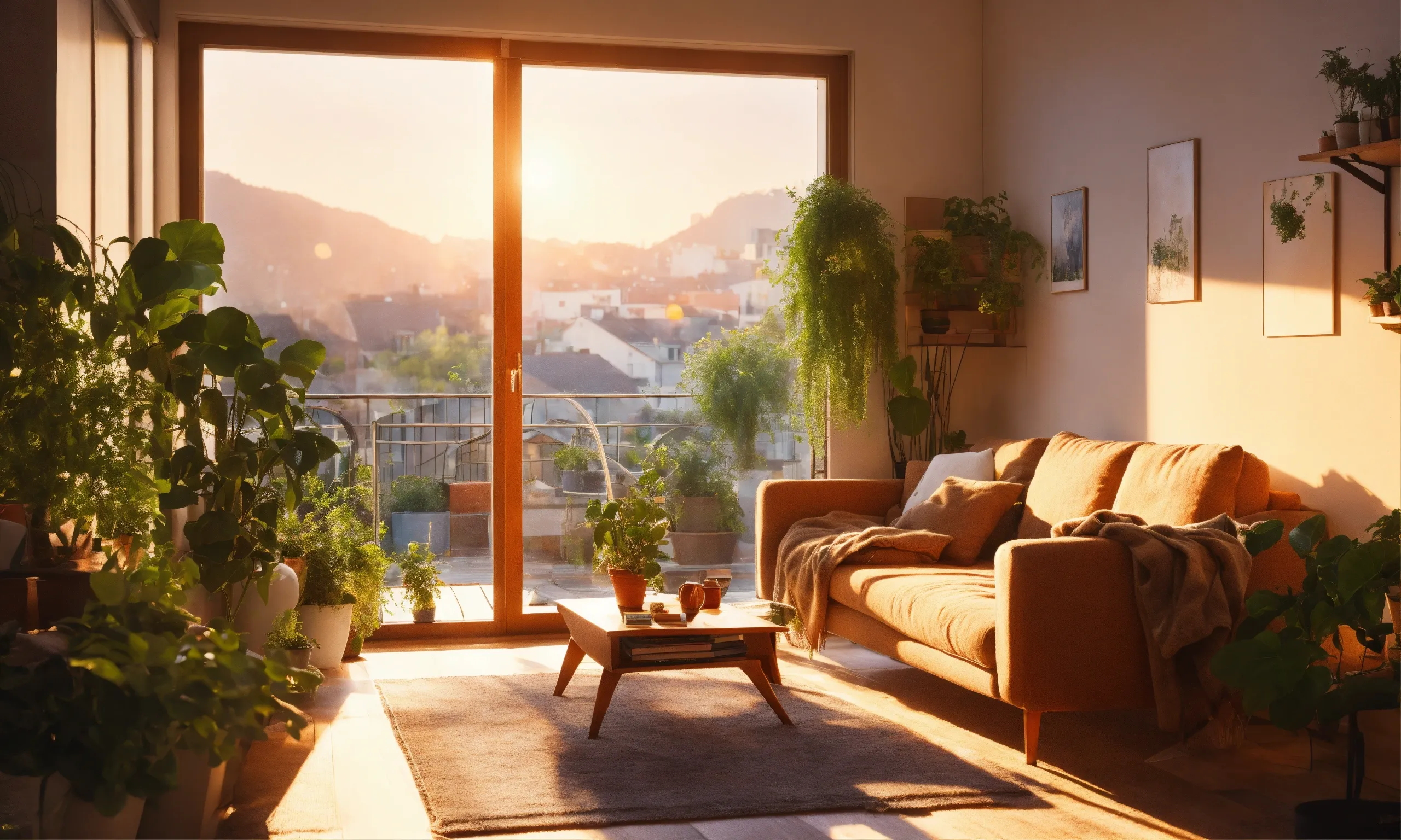 Serene green plant leaves creating peaceful atmosphere