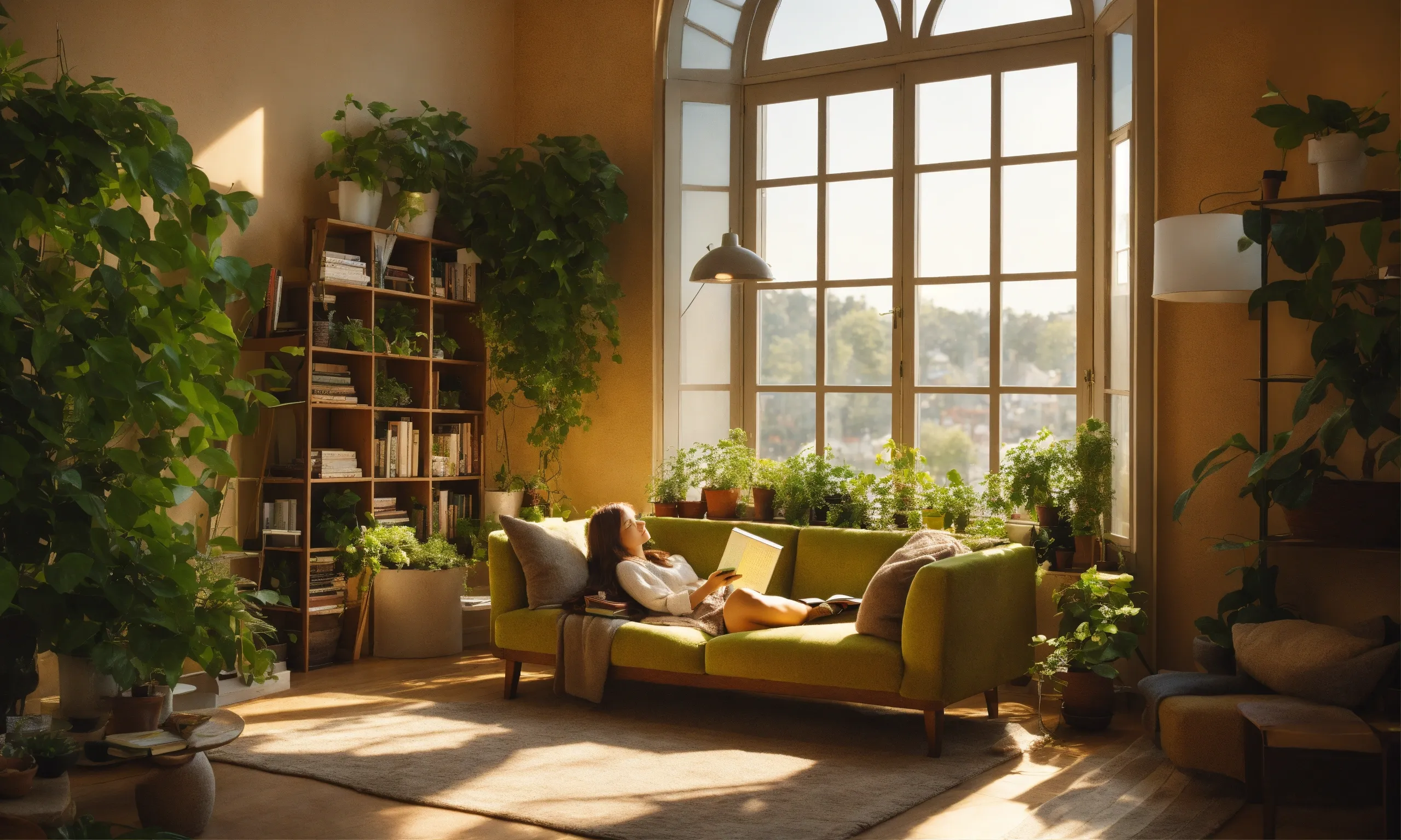 Vibrant indoor garden with various plant species enhancing workspace atmosphere